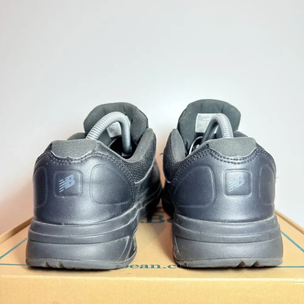 New Balance 813 Mens Size 9 Black Leather Walking Dad Shoes Hook Loop Sneakers